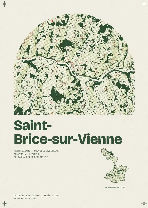 Affiche de Saint-Brice-sur-Vienne, calculée par 123-fr d'après l'IGN