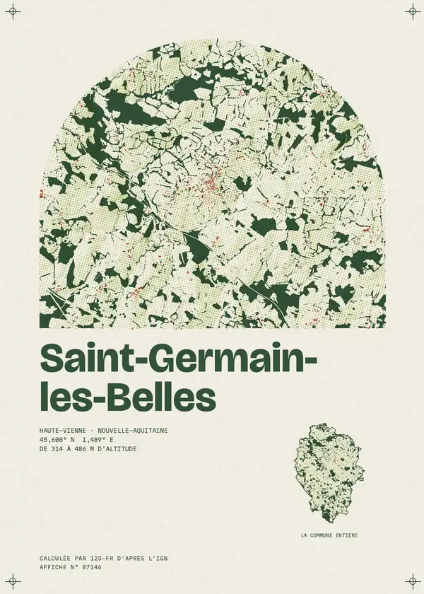 Affiche de Saint-Germain-les-Belles, calculée par 123-fr d'après l'IGN