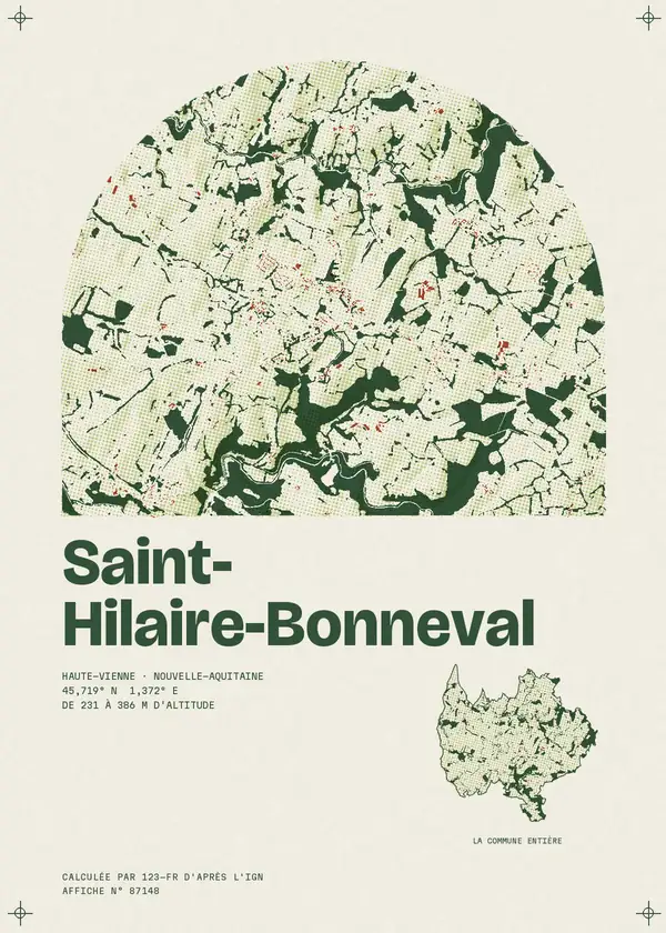 Affiche de Saint-Hilaire-Bonneval, calculée par 123-fr d'après l'IGN