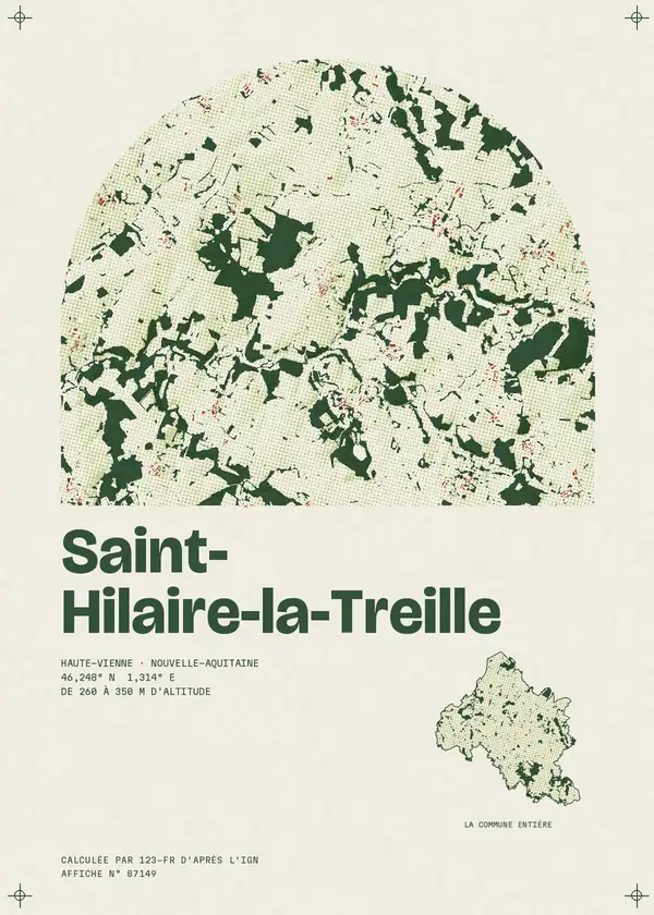 Affiche de Saint-Hilaire-la-Treille, calculée par 123-fr d'après l'IGN