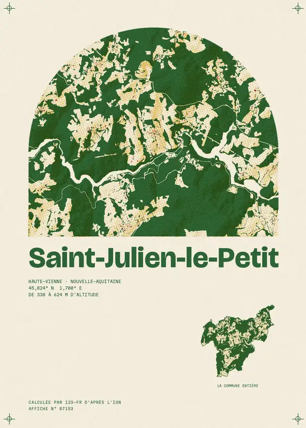 Affiche de Saint-Julien-le-Petit, calculée par 123-fr d'après l'IGN