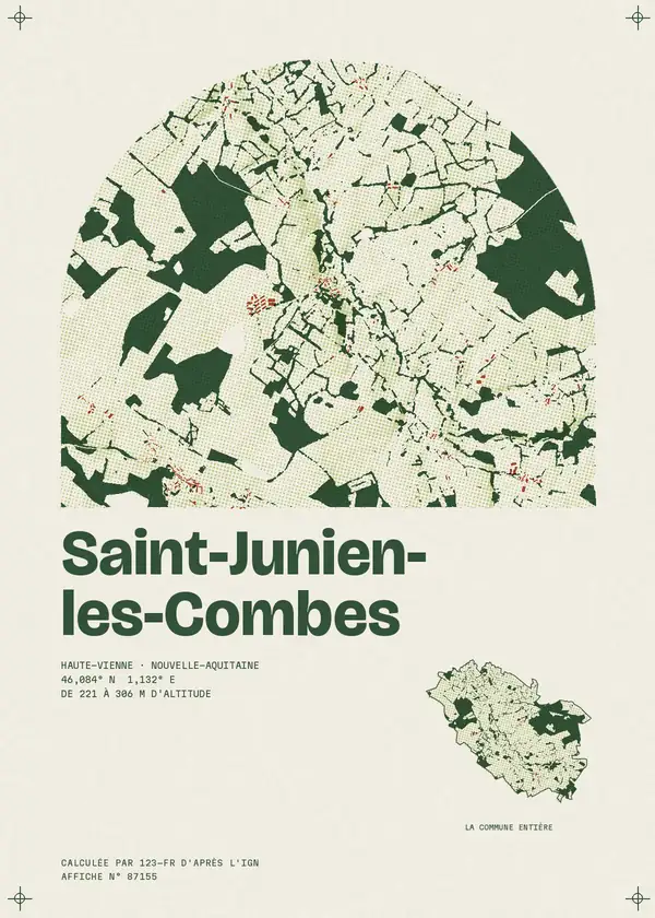 Affiche de Saint-Junien-les-Combes, calculée par 123-fr d'après l'IGN