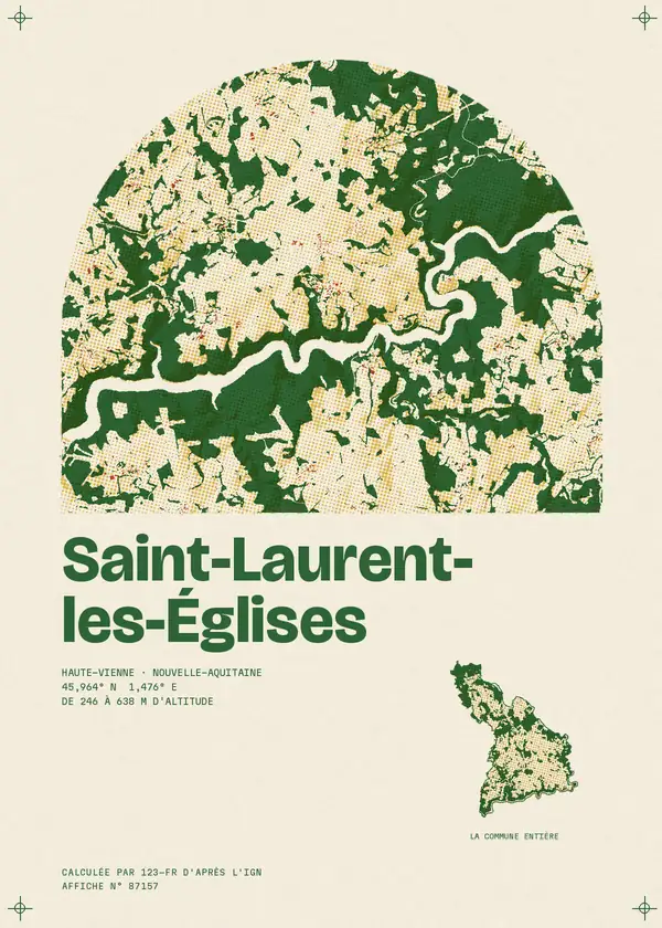 Affiche de Saint-Laurent-les-Églises, calculée par 123-fr d'après l'IGN