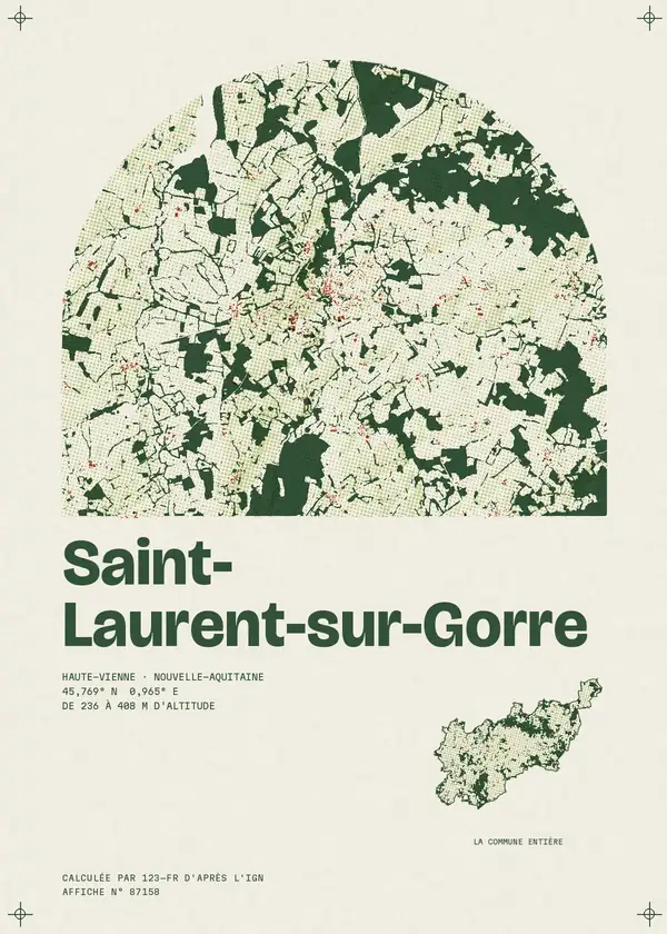 Affiche de Saint-Laurent-sur-Gorre, calculée par 123-fr d'après l'IGN
