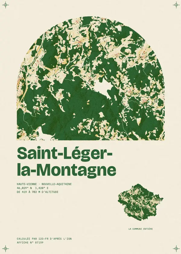 Affiche de Saint-Léger-la-Montagne, calculée par 123-fr d'après l'IGN