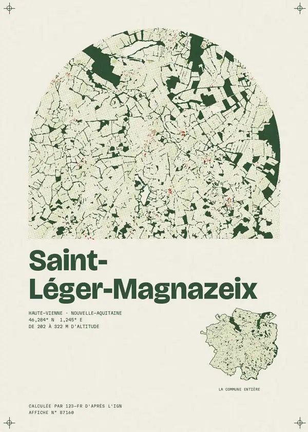 Affiche de Saint-Léger-Magnazeix, calculée par 123-fr d'après l'IGN