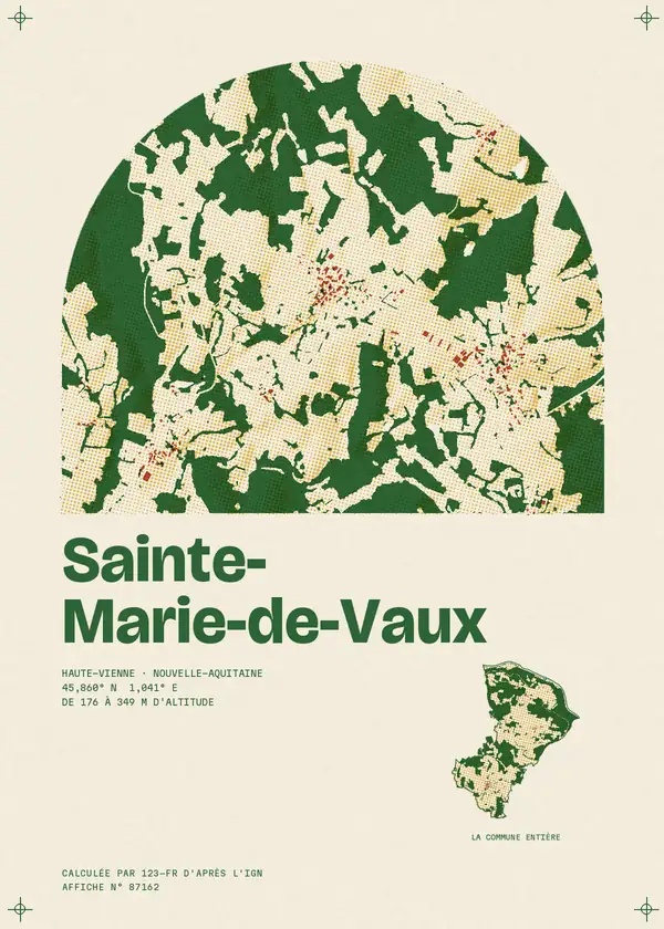 Affiche de Sainte-Marie-de-Vaux, calculée par 123-fr d'après l'IGN