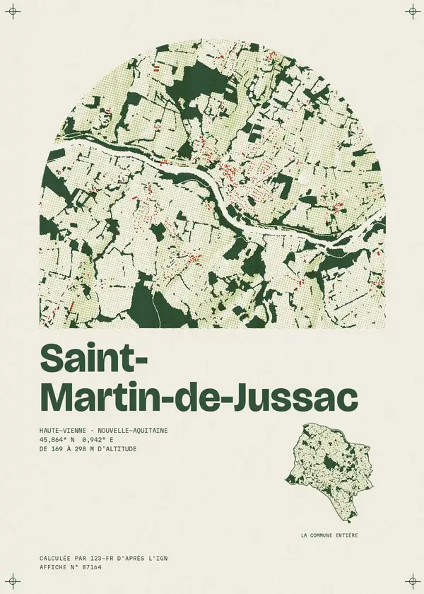 Affiche de Saint-Martin-de-Jussac, calculée par 123-fr d'après l'IGN