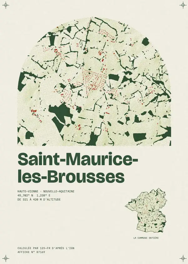 Affiche de Saint-Maurice-les-Brousses, calculée par 123-fr d'après l'IGN