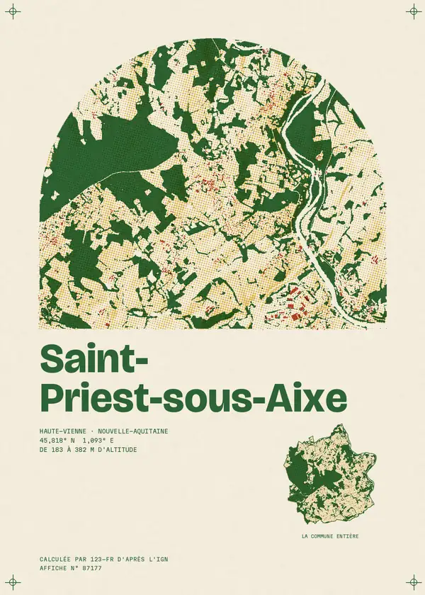 Affiche de Saint-Priest-sous-Aixe, calculée par 123-fr d'après l'IGN