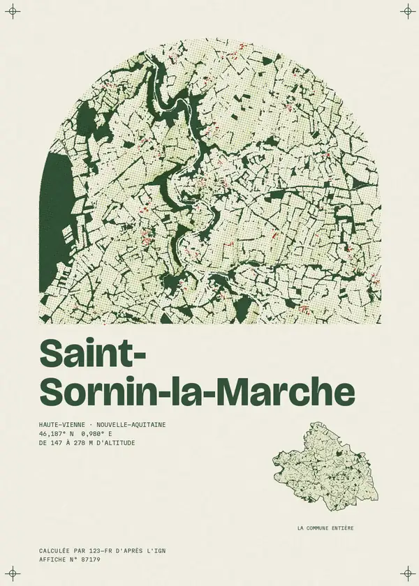 Affiche de Saint-Sornin-la-Marche, calculée par 123-fr d'après l'IGN