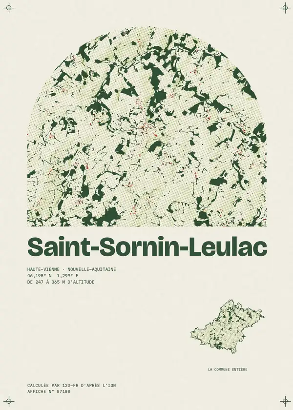 Affiche de Saint-Sornin-Leulac, calculée par 123-fr d'après l'IGN