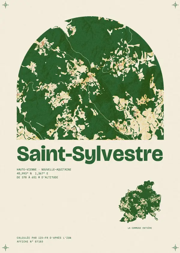 Affiche de Saint-Sylvestre, calculée par 123-fr d'après l'IGN