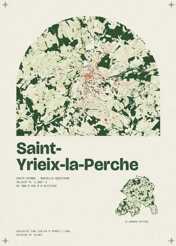 Affiche de Saint-Yrieix-la-Perche, calculée par 123-fr d'après l'IGN