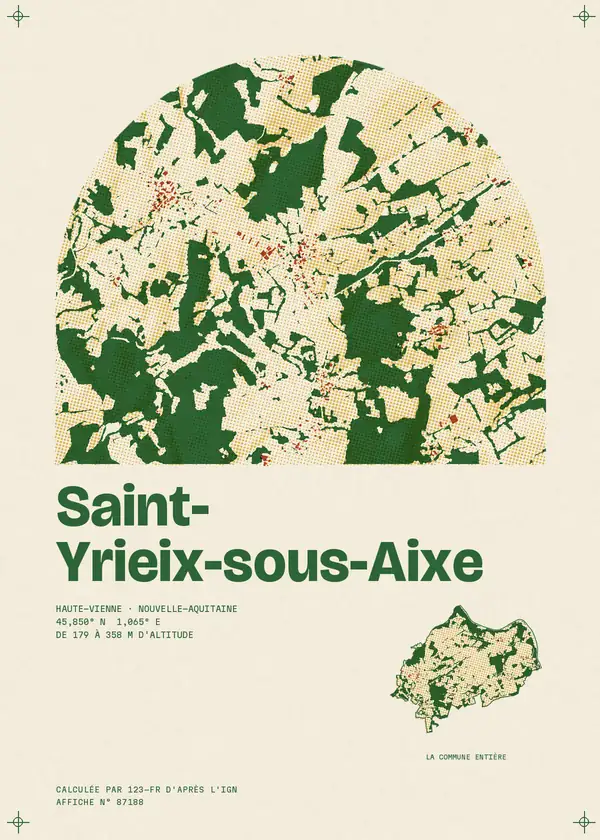 Affiche de Saint-Yrieix-sous-Aixe, calculée par 123-fr d'après l'IGN