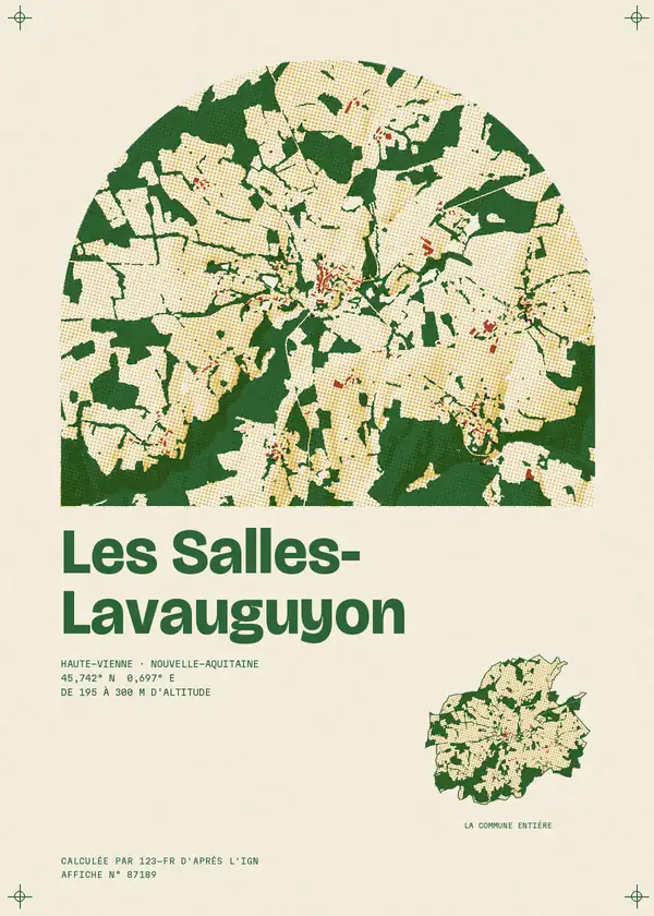 Affiche de Les Salles-Lavauguyon, calculée par 123-fr d'après l'IGN