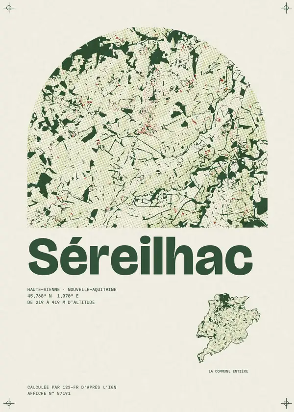 Affiche de Séreilhac, calculée par 123-fr d'après l'IGN