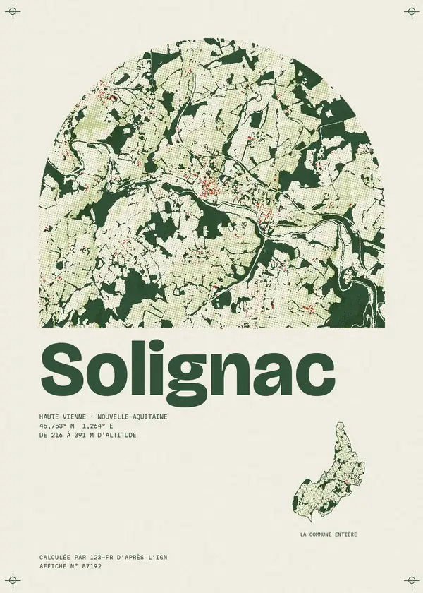 Affiche de Solignac, calculée par 123-fr d'après l'IGN