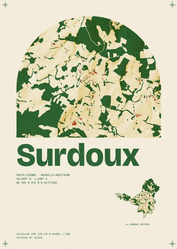 Affiche de Surdoux, calculée par 123-fr d'après l'IGN