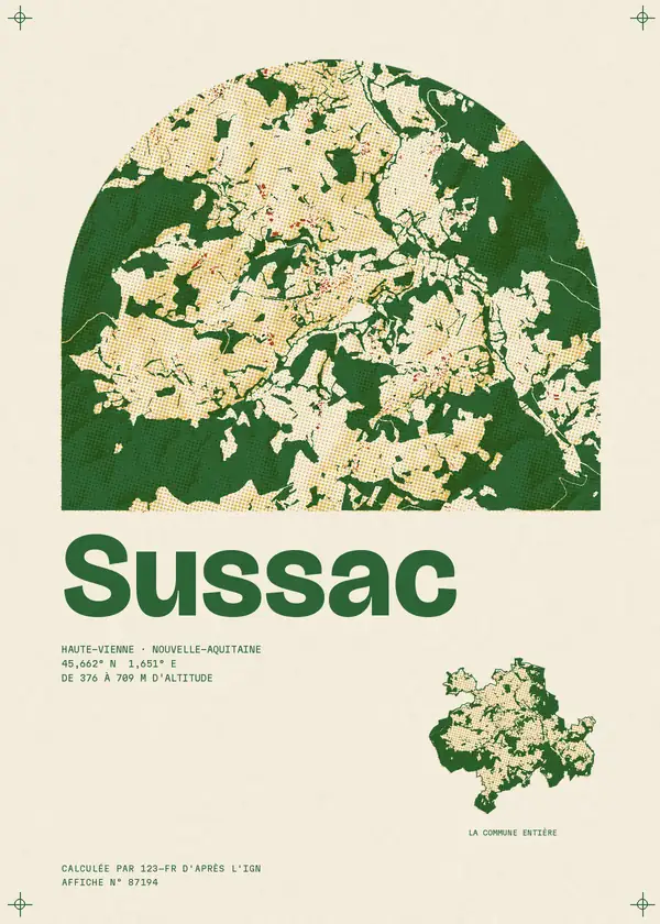 Affiche de Sussac, calculée par 123-fr d'après l'IGN