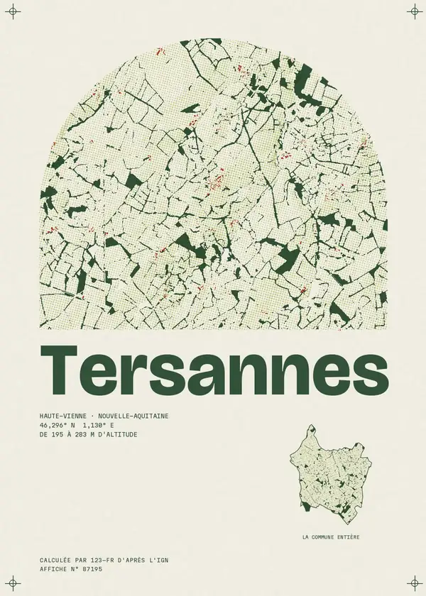 Affiche de Tersannes, calculée par 123-fr d'après l'IGN