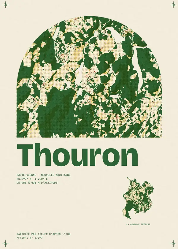 Affiche de Thouron, calculée par 123-fr d'après l'IGN