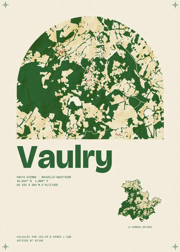 Affiche de Vaulry, calculée par 123-fr d'après l'IGN