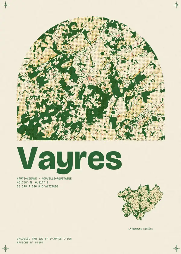 Affiche de Vayres, calculée par 123-fr d'après l'IGN
