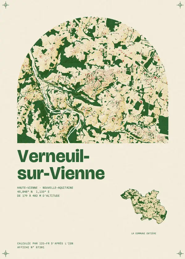 Affiche de Verneuil-sur-Vienne, calculée par 123-fr d'après l'IGN