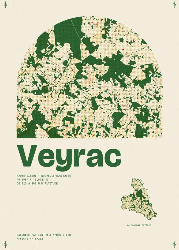 Affiche de Veyrac, calculée par 123-fr d'après l'IGN