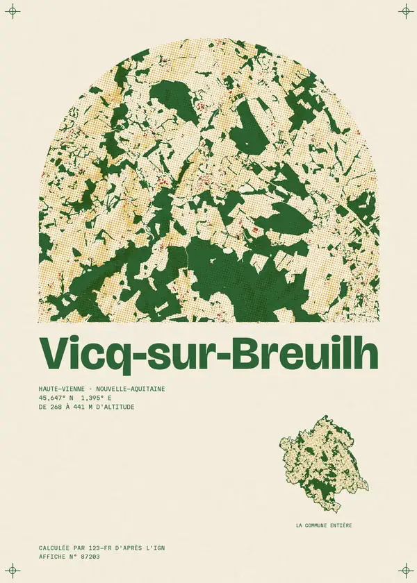 Affiche de Vicq-sur-Breuilh, calculée par 123-fr d'après l'IGN