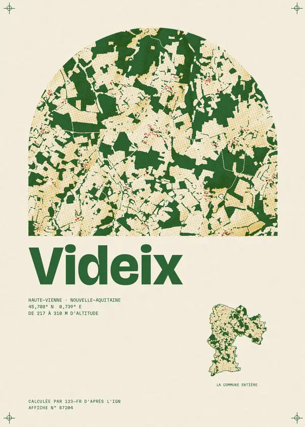 Affiche de Videix, calculée par 123-fr d'après l'IGN