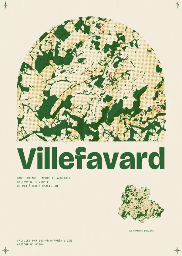 Affiche de Villefavard, calculée par 123-fr d'après l'IGN