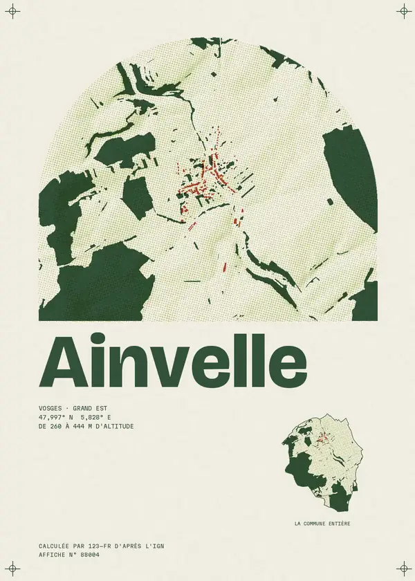 Affiche de Ainvelle, calculée par 123-fr d'après l'IGN