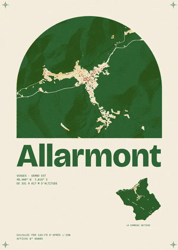 Affiche de Allarmont, calculée par 123-fr d'après l'IGN