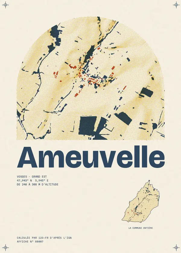 Affiche de Ameuvelle, calculée par 123-fr d'après l'IGN