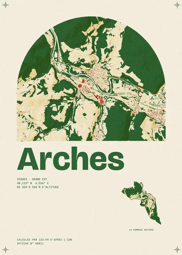 Affiche de Arches, calculée par 123-fr d'après l'IGN