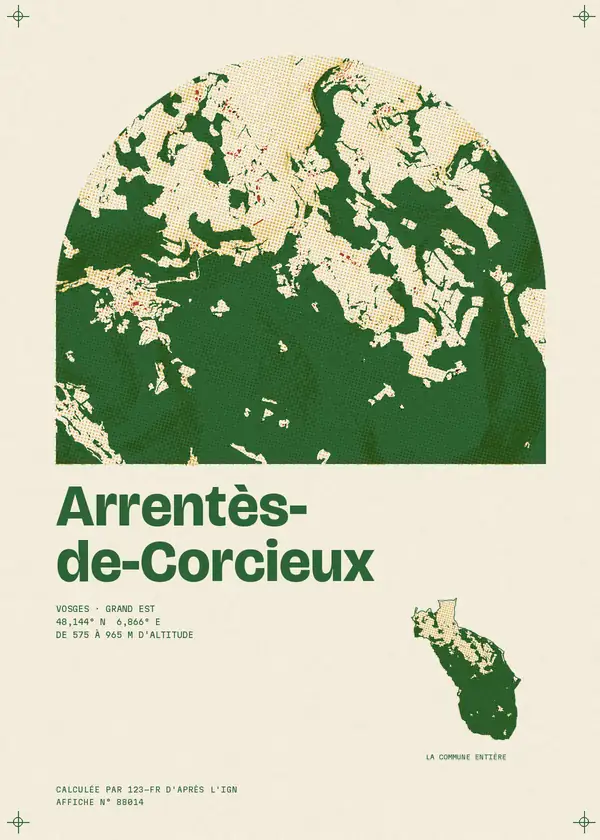 Affiche de Arrentès-de-Corcieux, calculée par 123-fr d'après l'IGN
