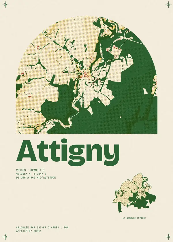 Affiche de Attigny, calculée par 123-fr d'après l'IGN