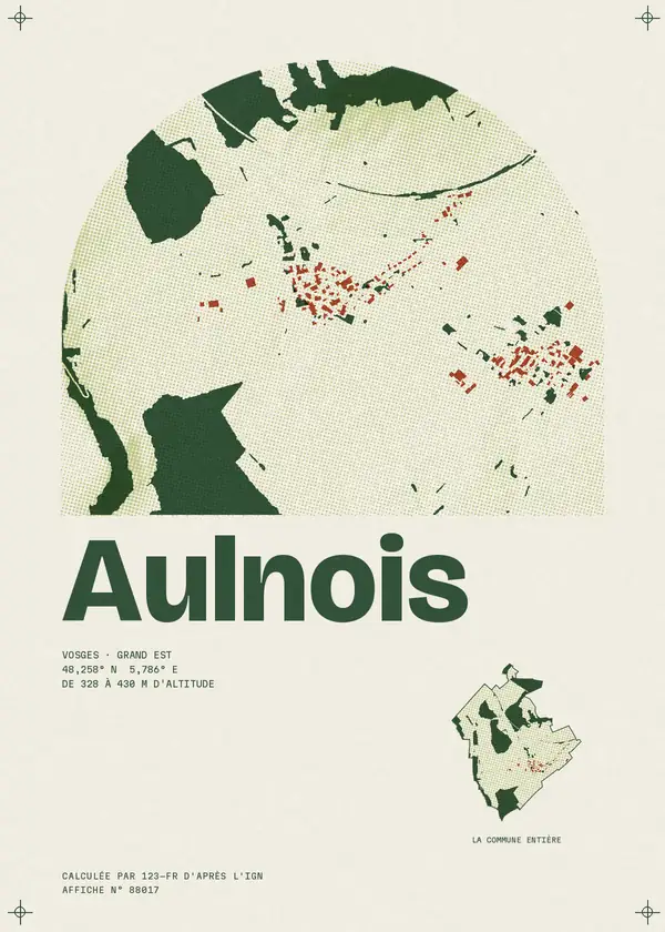 Affiche de Aulnois, calculée par 123-fr d'après l'IGN