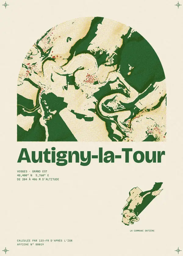 Affiche de Autigny-la-Tour, calculée par 123-fr d'après l'IGN