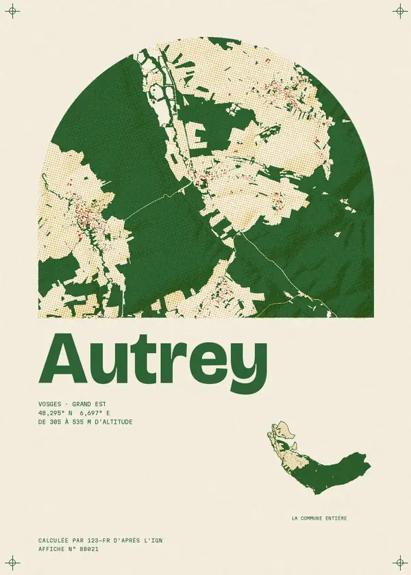 Affiche de Autrey, calculée par 123-fr d'après l'IGN