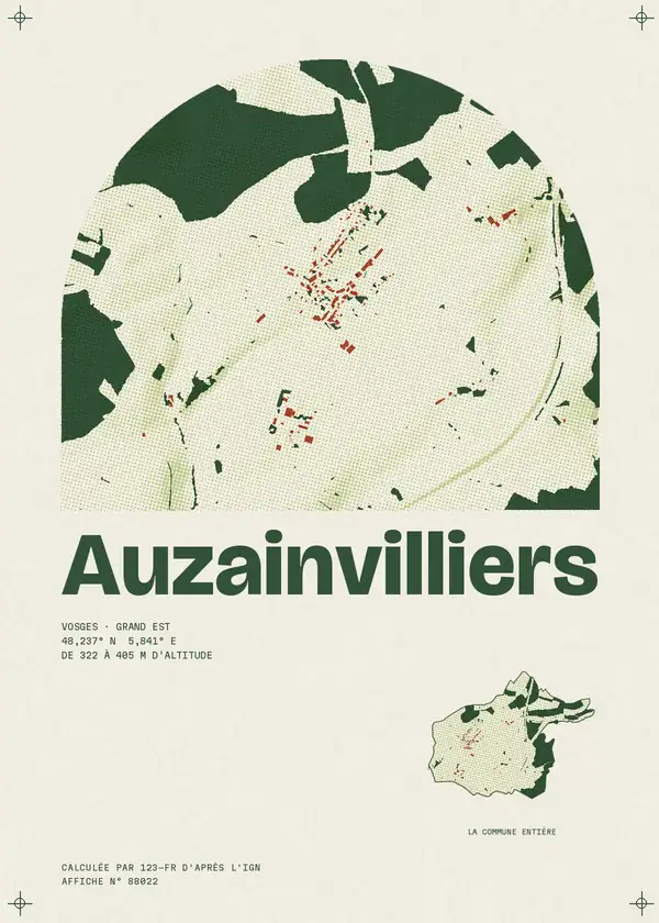 Affiche de Auzainvilliers, calculée par 123-fr d'après l'IGN