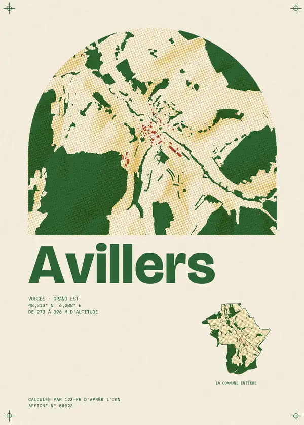 Affiche de Avillers, calculée par 123-fr d'après l'IGN