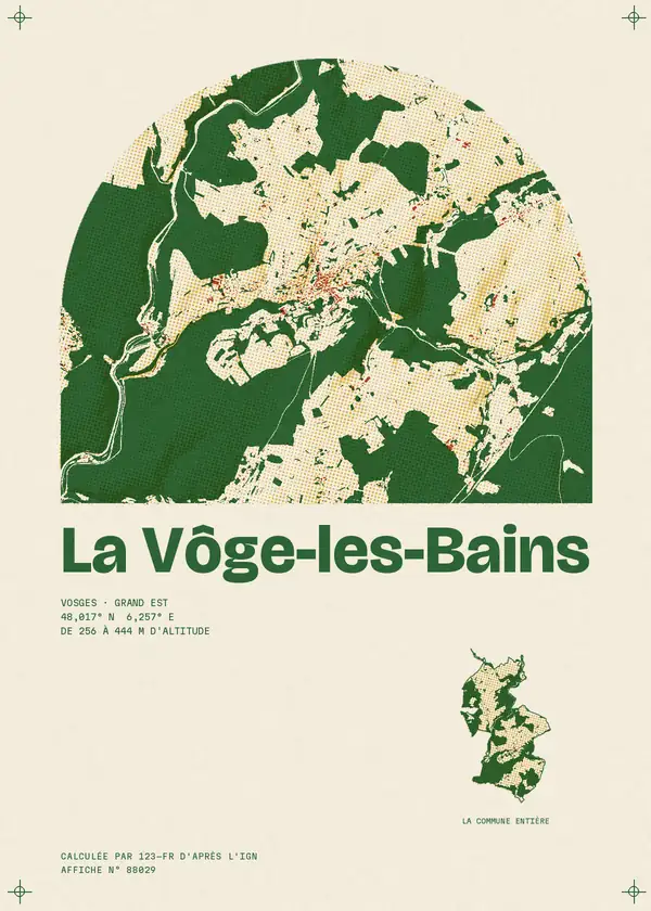 Affiche de La Vôge-les-Bains, calculée par 123-fr d'après l'IGN