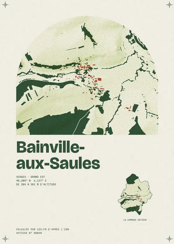 Affiche de Bainville-aux-Saules, calculée par 123-fr d'après l'IGN