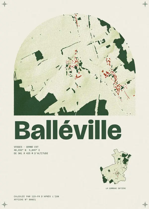 Affiche de Balléville, calculée par 123-fr d'après l'IGN