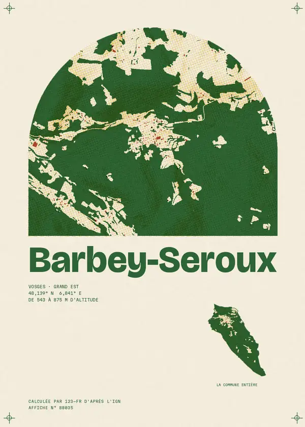 Affiche de Barbey-Seroux, calculée par 123-fr d'après l'IGN