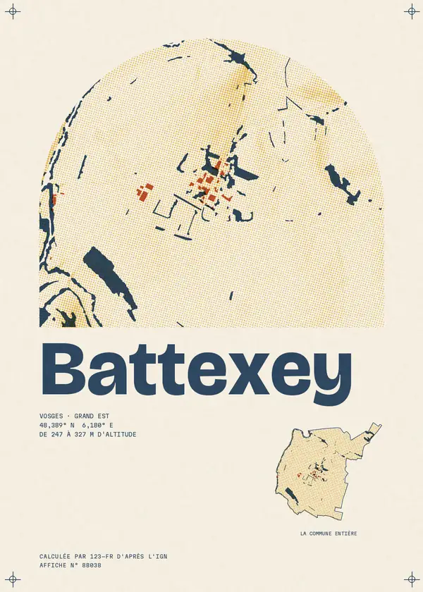 Affiche de Battexey, calculée par 123-fr d'après l'IGN
