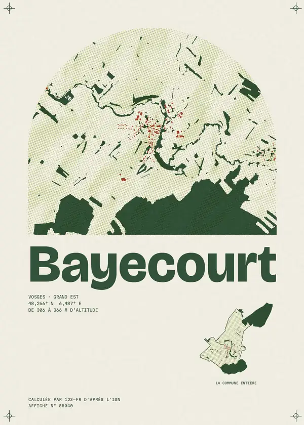 Affiche de Bayecourt, calculée par 123-fr d'après l'IGN